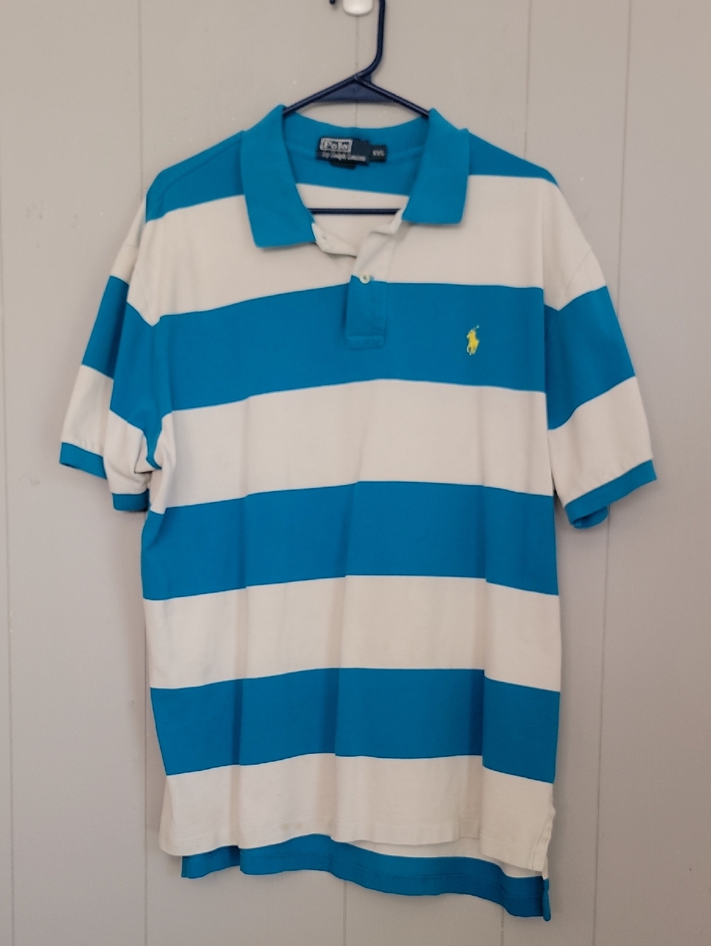 Free With Purchase Polo Ralph Lauren Men's Shirt XXL Blue Striped Short Sleeve